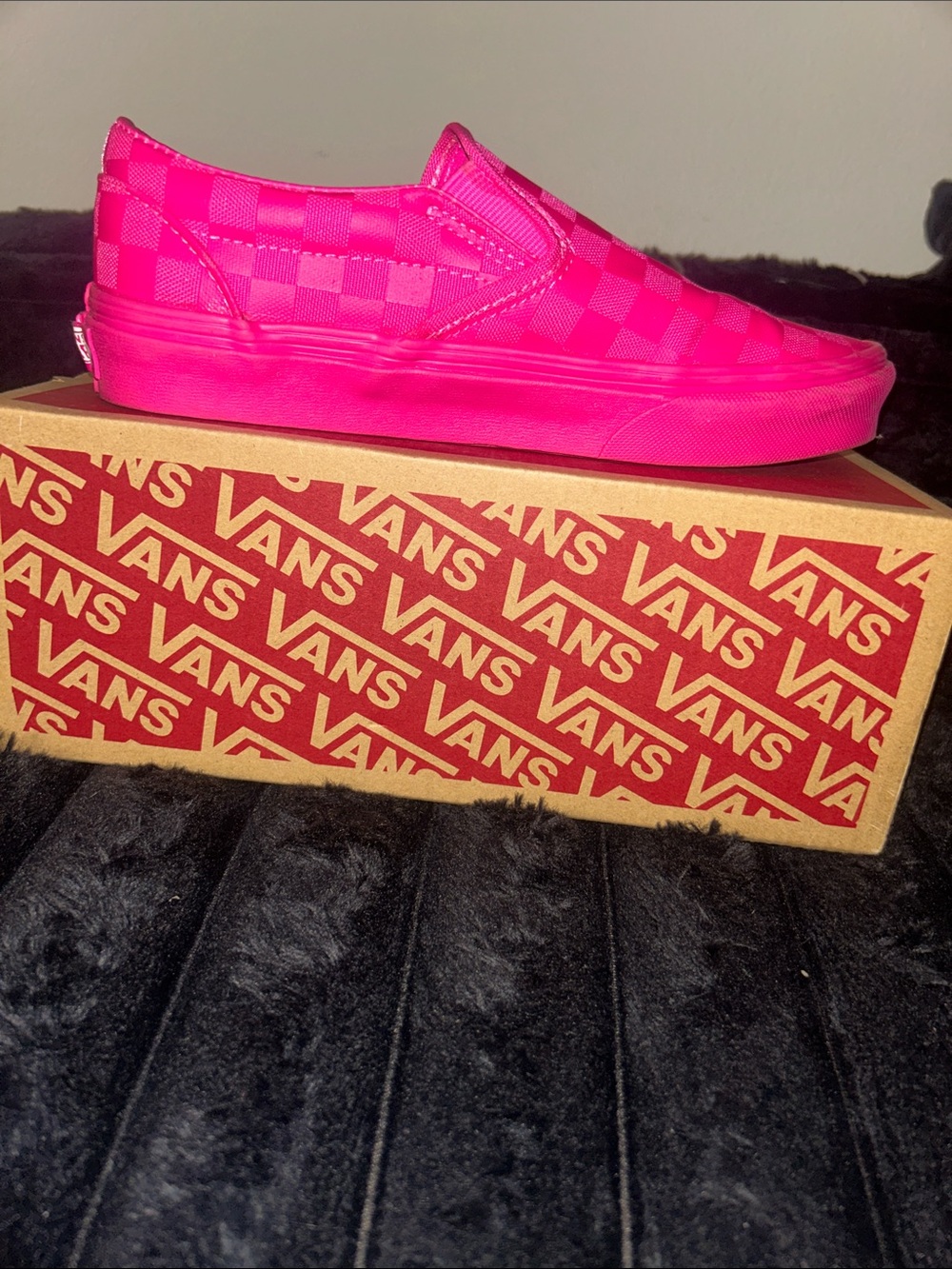Vans Women's Slip-On Checkerboard Sneakers in Hot Pink